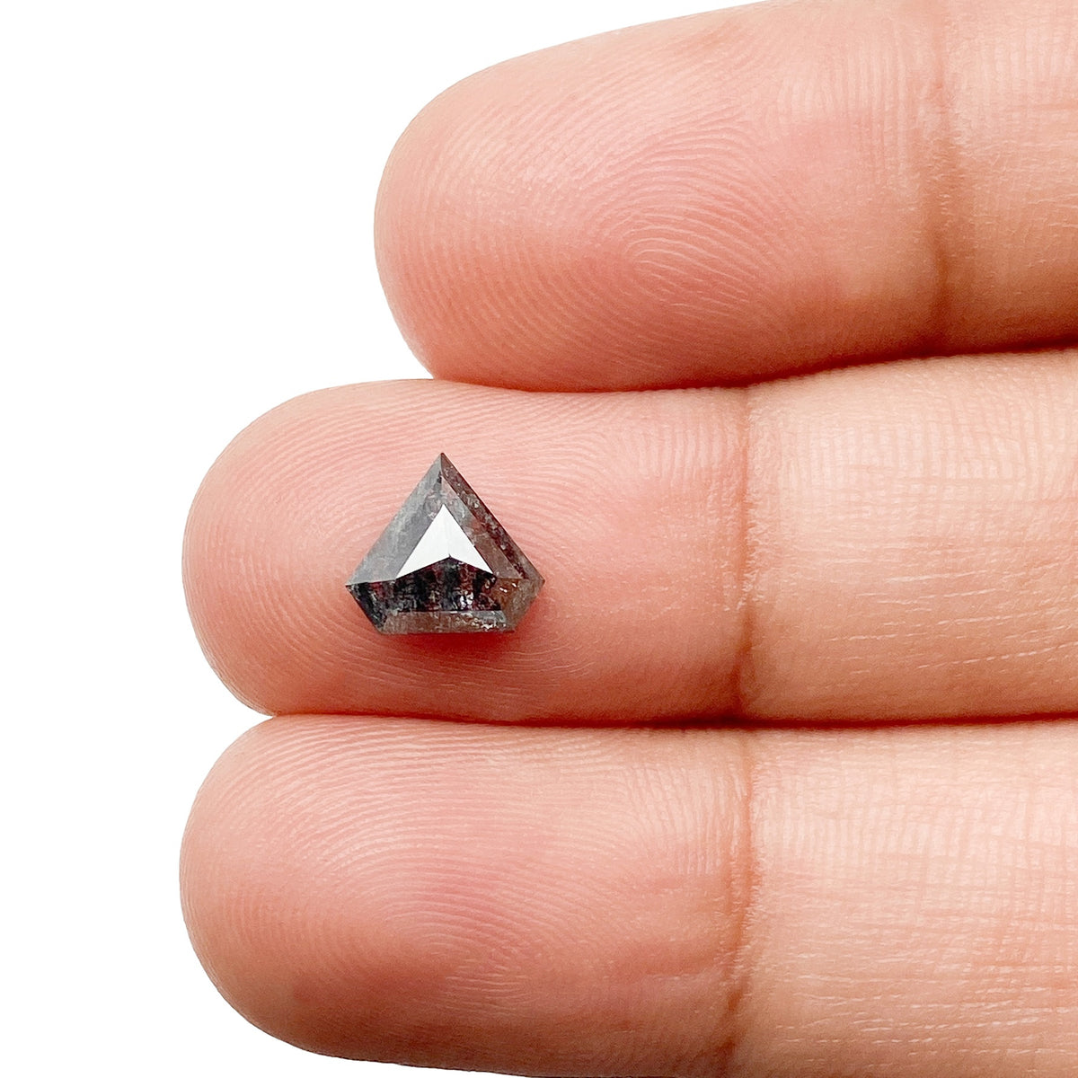 0.77ct | Salt & Pepper Shield Shape Step Cut Diamond - Modern Rustic Diamond