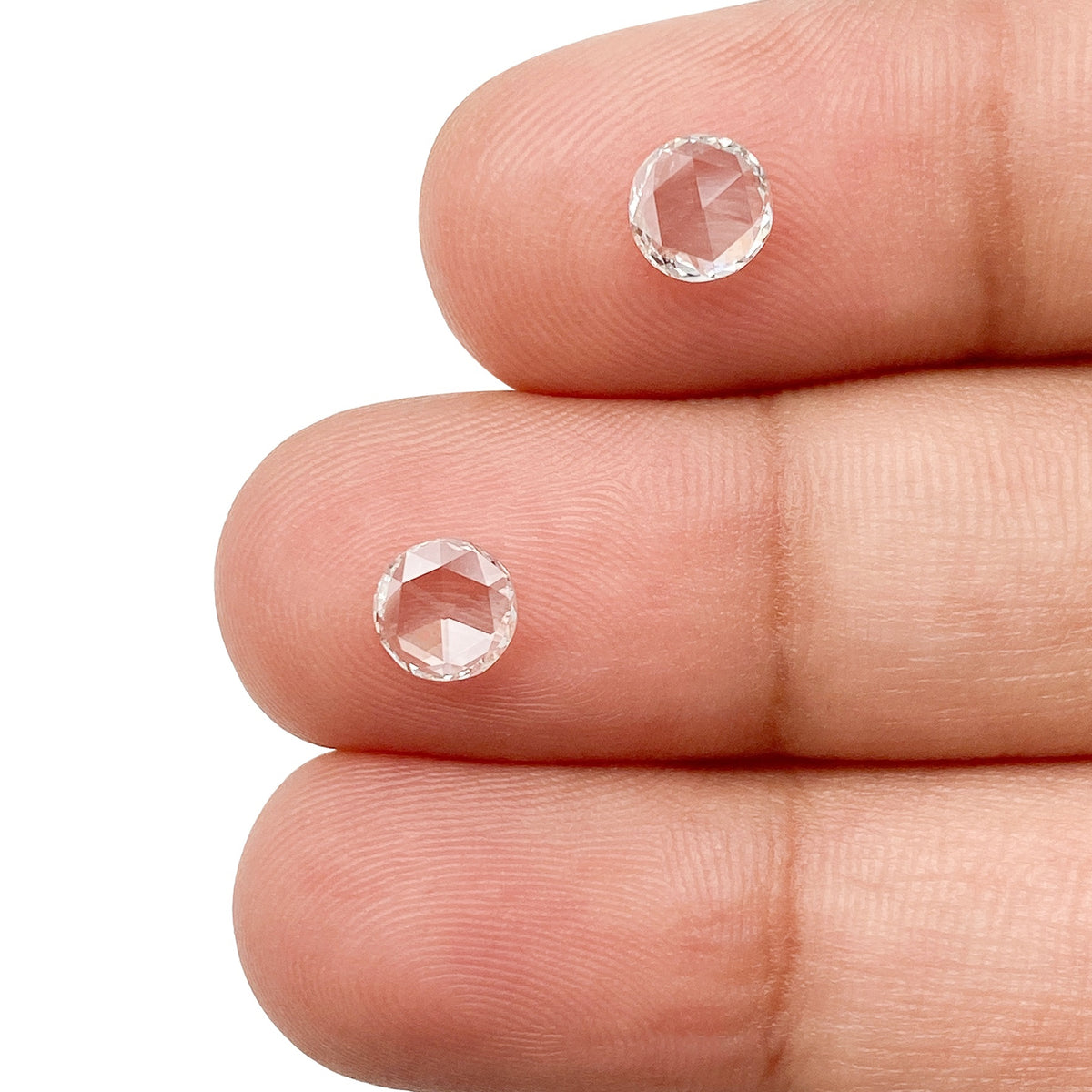0.77cttw | H VS2 Round Shape Rose Cut Diamond Matched Pair - Modern Rustic Diamond