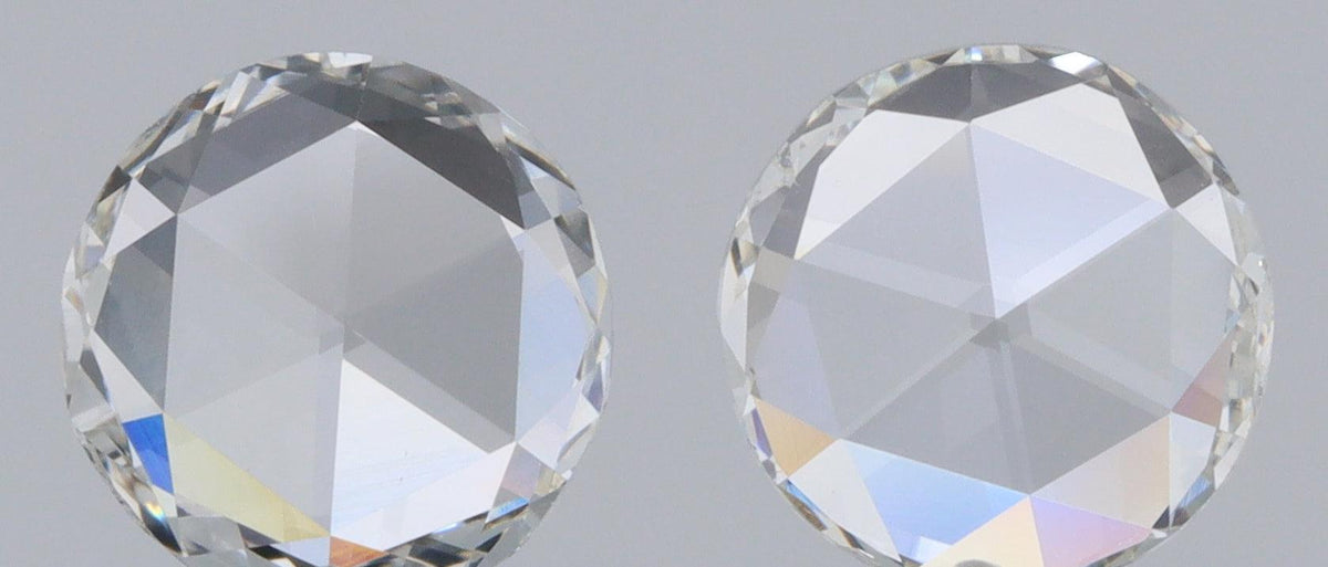 0.77cttw | H VS2 Round Shape Rose Cut Diamond Matched Pair - Modern Rustic Diamond