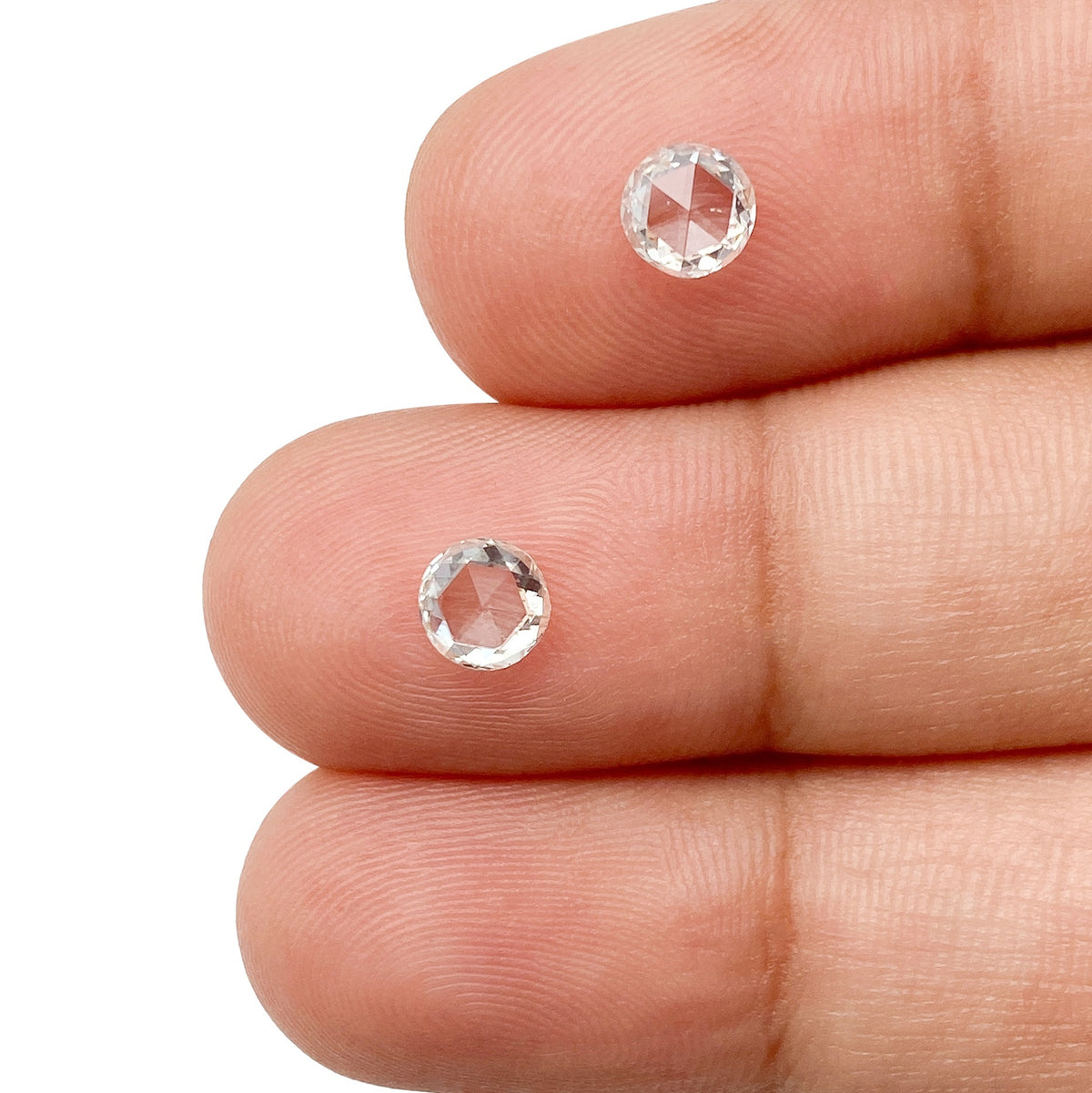0.77cttw | H VS2-SI1 Round Shape Rose Cut Diamond Matched Pair - Modern Rustic Diamond
