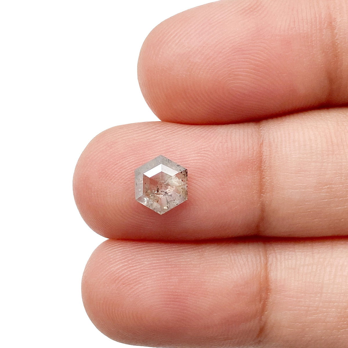 0.78ct | Salt & Pepper Hexagon Shape Step Cut Diamond - Modern Rustic Diamond