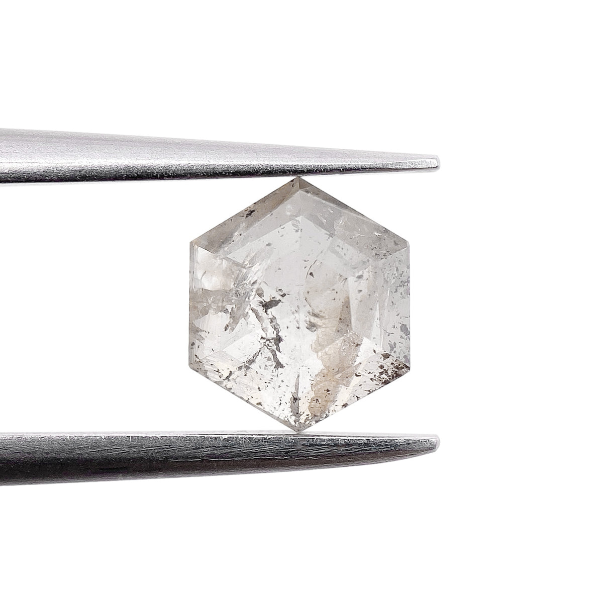 0.78ct | Salt & Pepper Hexagon Shape Step Cut Diamond - Modern Rustic Diamond
