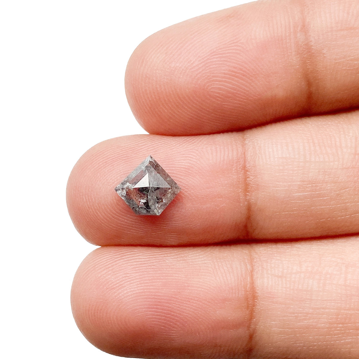 0.78ct | Salt & Pepper Shield Shape Rose Cut Diamond - Modern Rustic Diamond