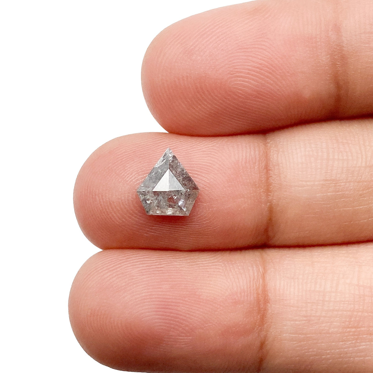 0.78ct | Salt & Pepper Shield Shape Rose Cut Diamond - Modern Rustic Diamond
