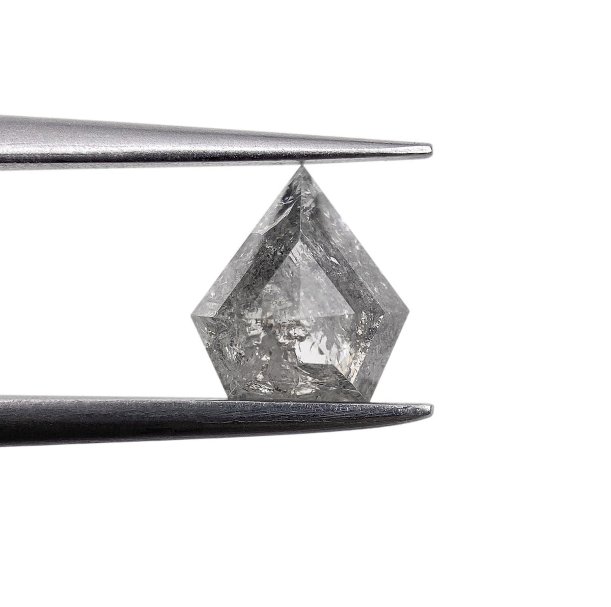 0.78ct | Salt & Pepper Shield Shape Rose Cut Diamond - Modern Rustic Diamond