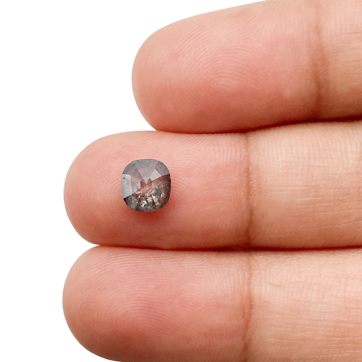 0.79ct | Salt & Pepper Cushion Shape Rose Cut Diamond - Modern Rustic Diamond
