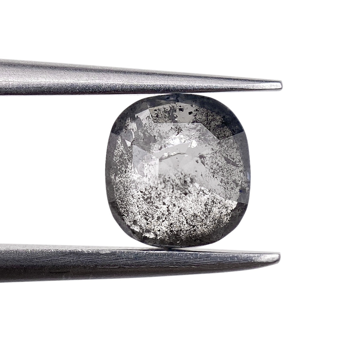 0.79ct | Salt & Pepper Cushion Shape Rose Cut Diamond - Modern Rustic Diamond