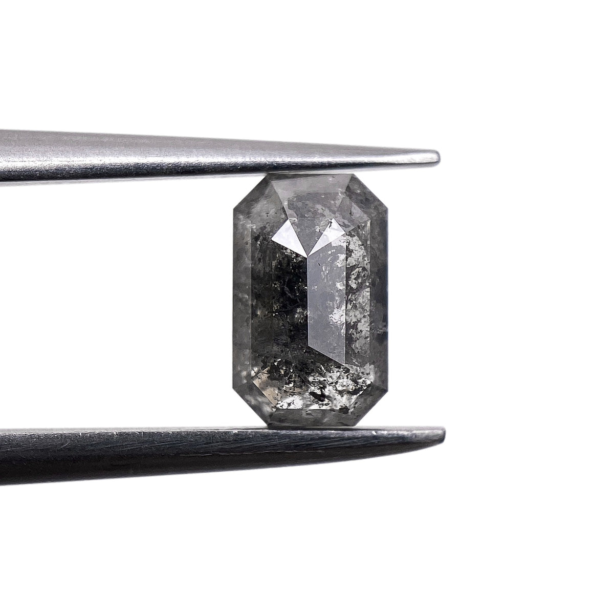 0.79ct | Salt & Pepper Emerald Shape Step Cut Diamond - Modern Rustic Diamond