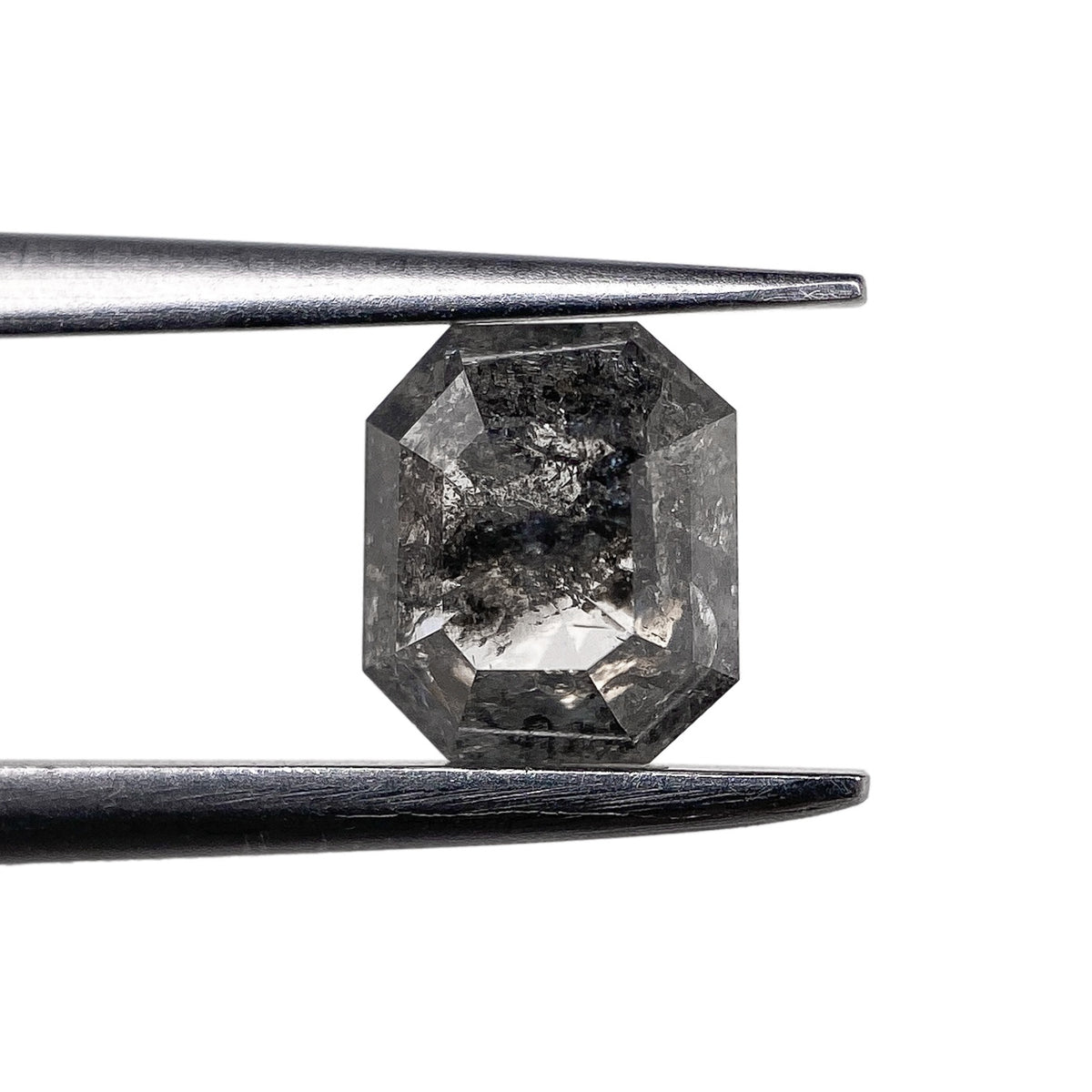 0.79ct | Salt & Pepper Emerald Shape Step Cut Diamond - Modern Rustic Diamond