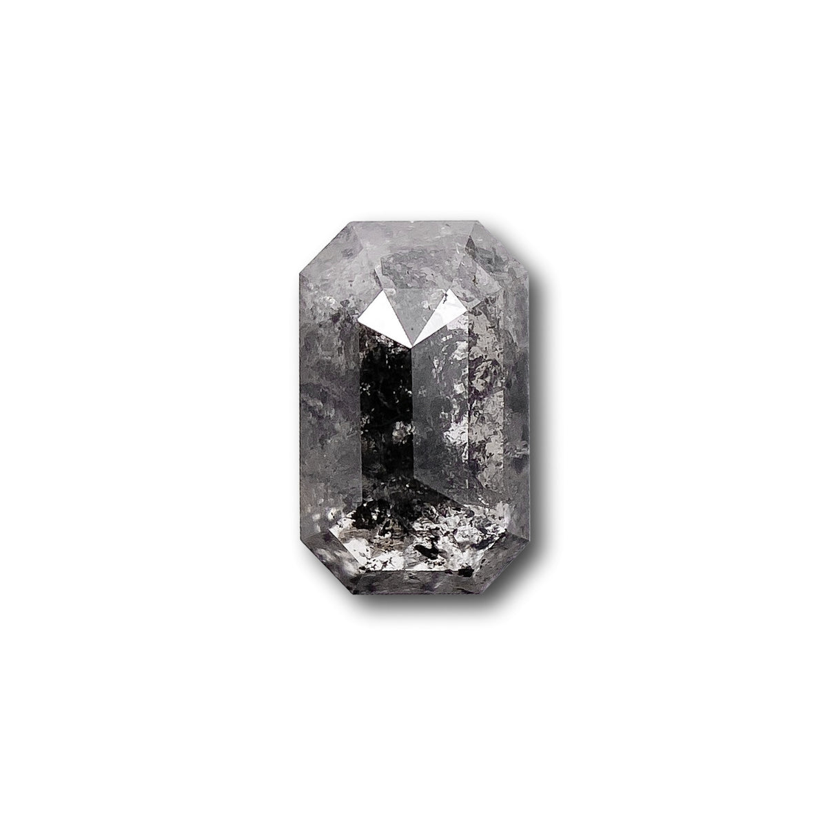 0.79ct | Salt & Pepper Emerald Shape Step Cut Diamond - Modern Rustic Diamond