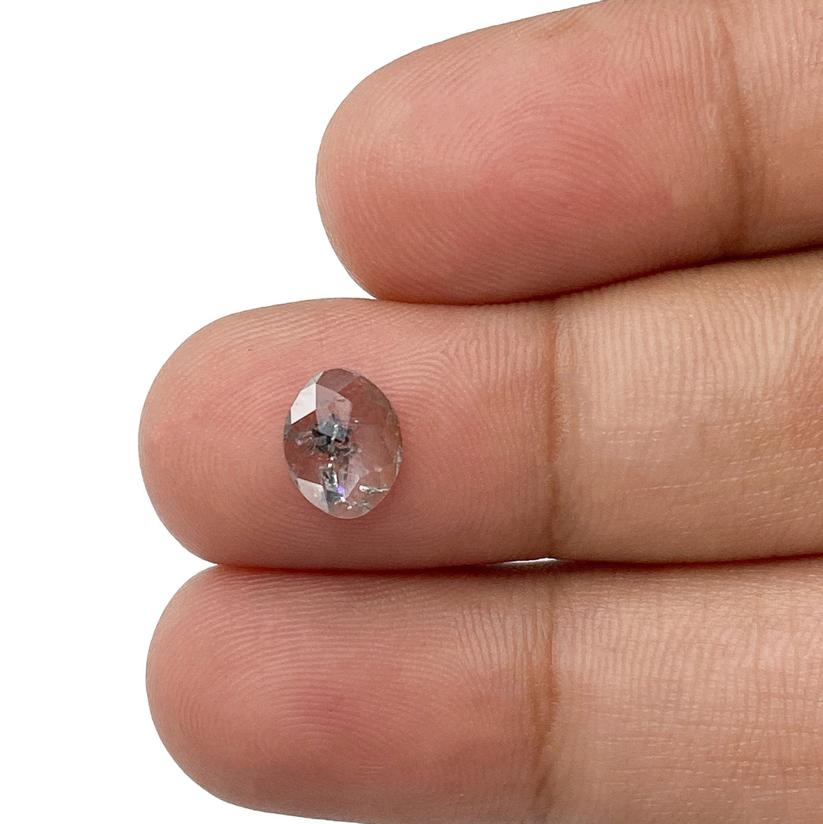 0.79ct | Salt & Pepper Oval Shape Rose Cut Diamond - Modern Rustic Diamond