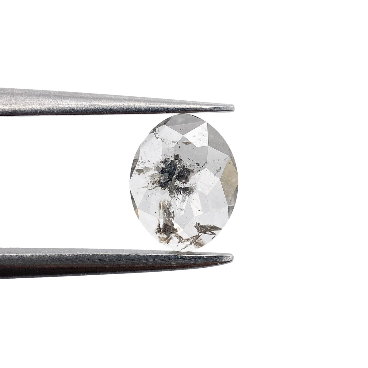 0.79ct | Salt & Pepper Oval Shape Rose Cut Diamond - Modern Rustic Diamond