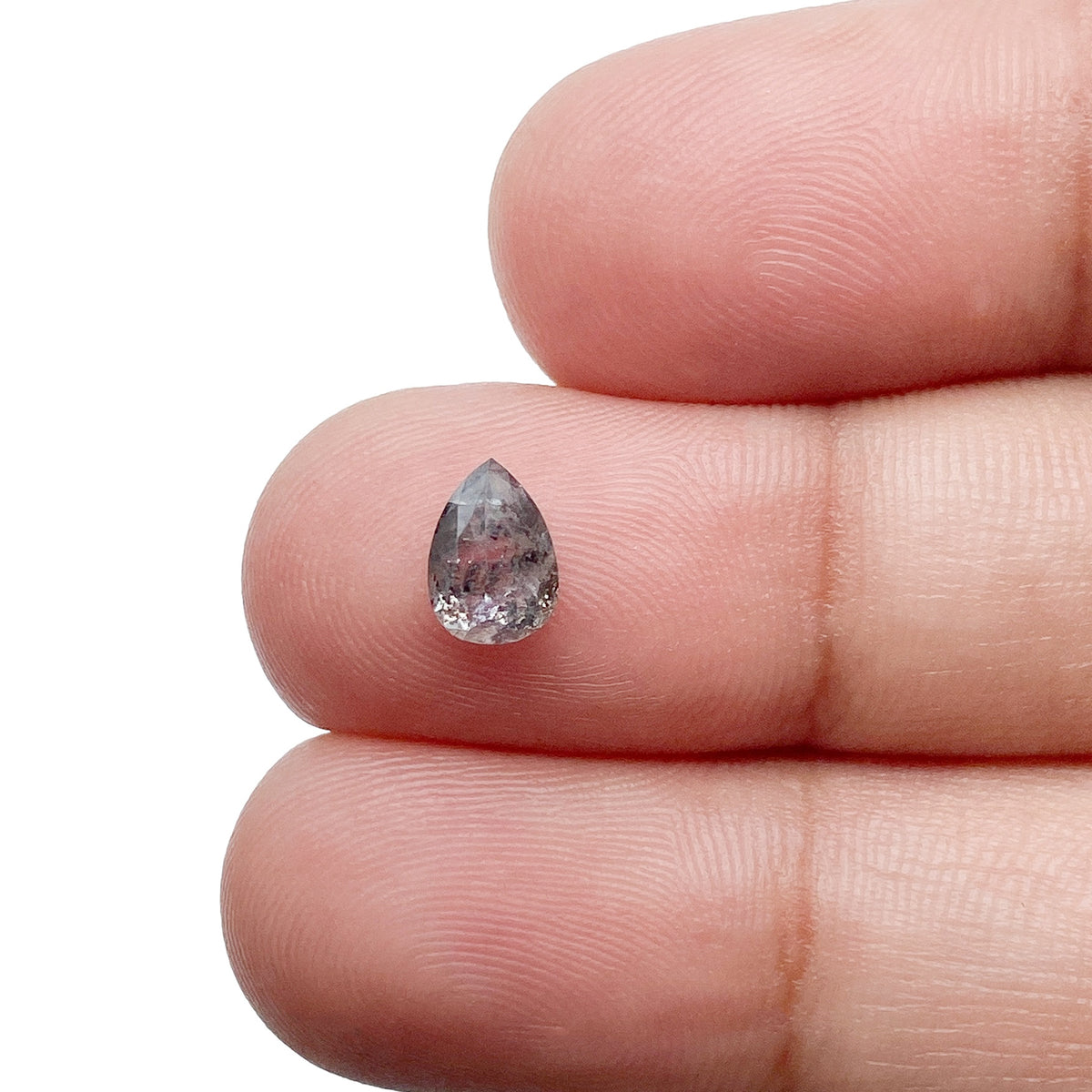 0.79ct | Salt & Pepper Pear Shape Rose Cut Diamond - Modern Rustic Diamond