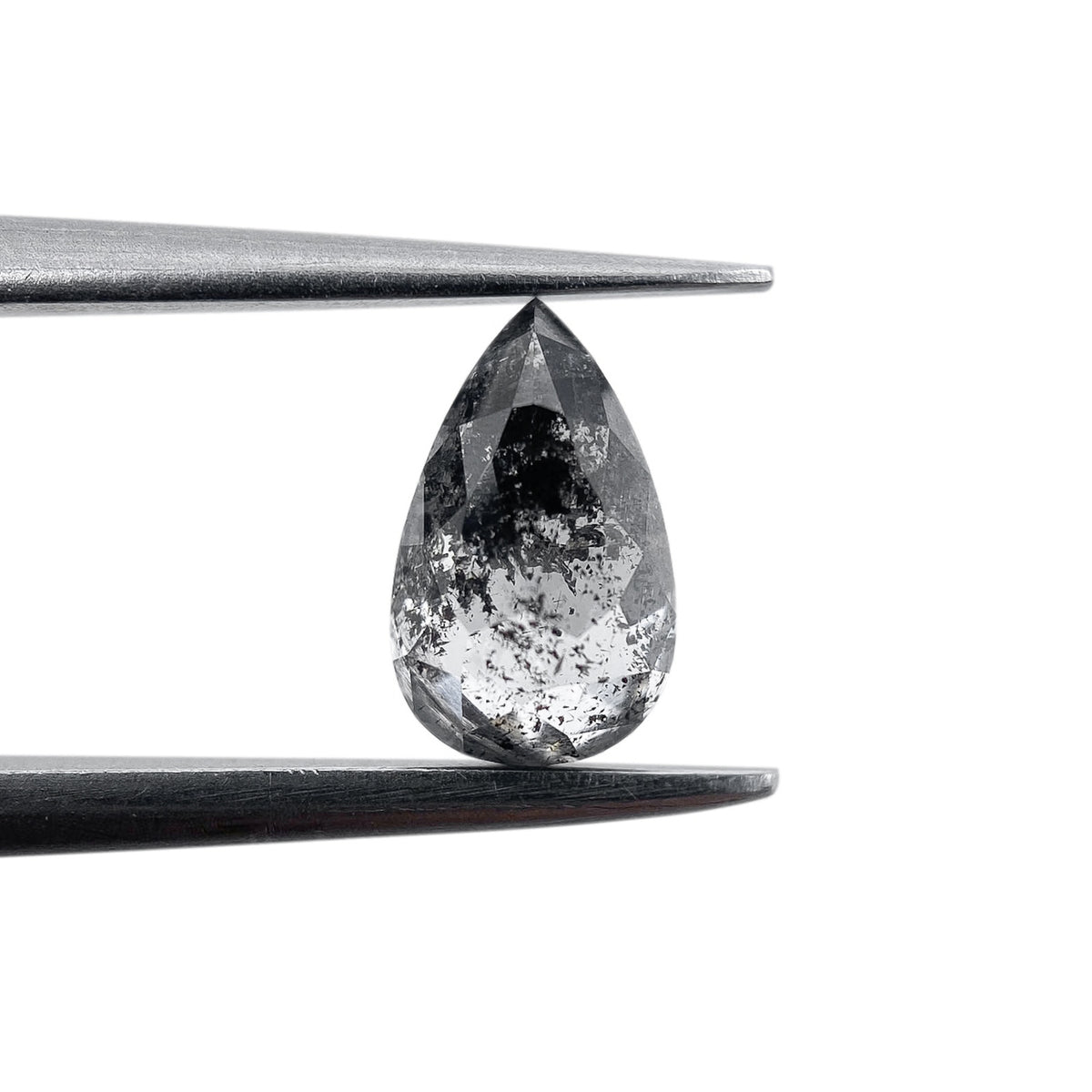 0.79ct | Salt & Pepper Pear Shape Rose Cut Diamond - Modern Rustic Diamond