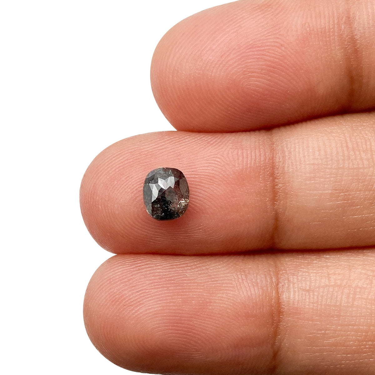 0.80ct | Salt & Pepper Cushion Shape Rose Cut Diamond - Modern Rustic Diamond