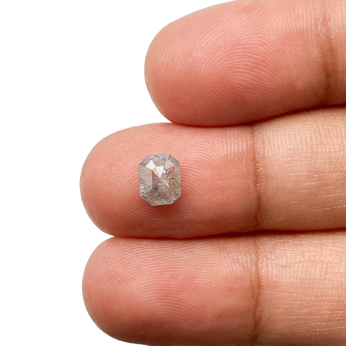 0.80ct | Salt & Pepper Emerald Shape Step Cut Diamond - Modern Rustic Diamond