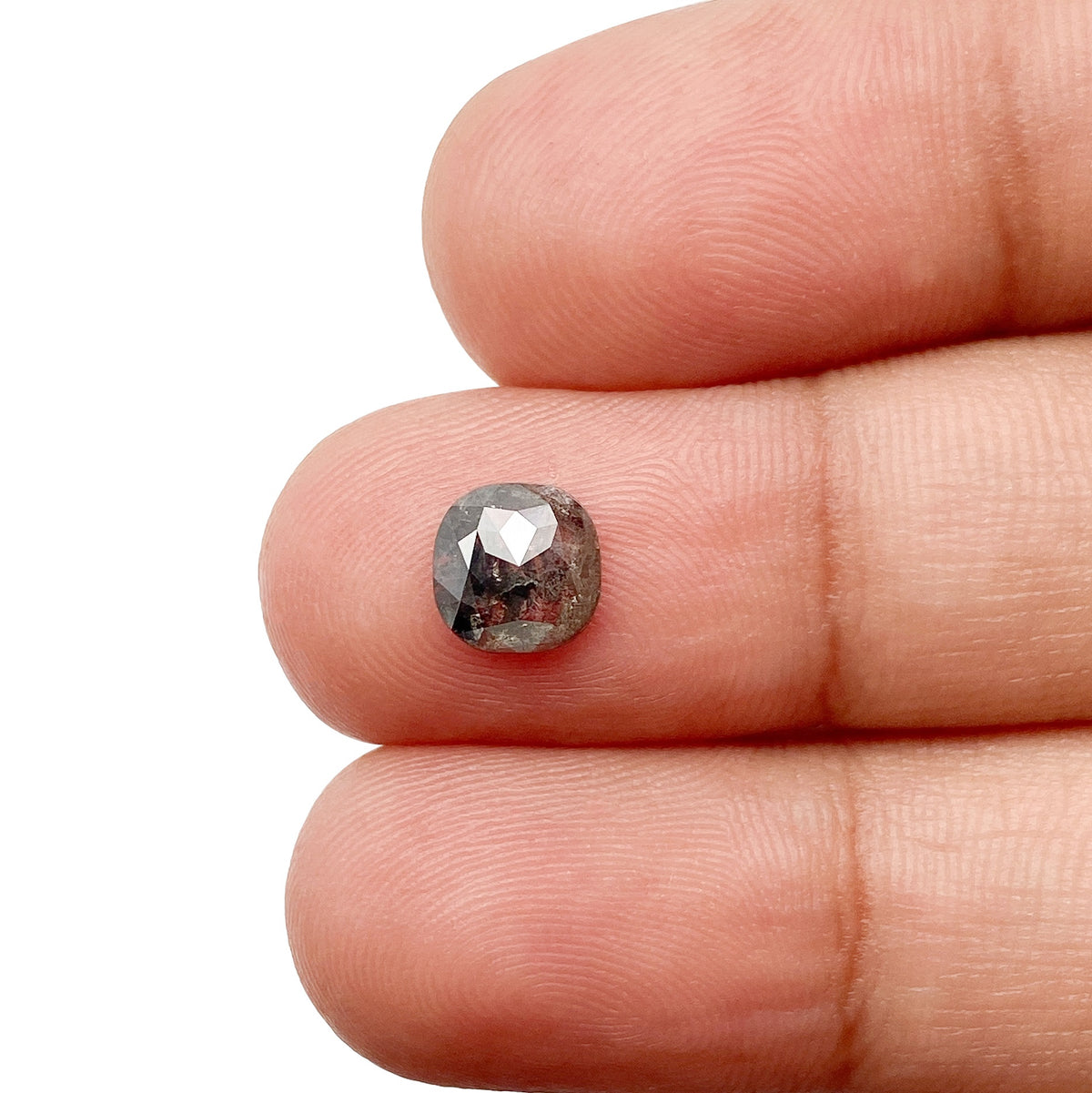 0.81ct | Salt & Pepper Cushion Shape Rose Cut Diamond - Modern Rustic Diamond