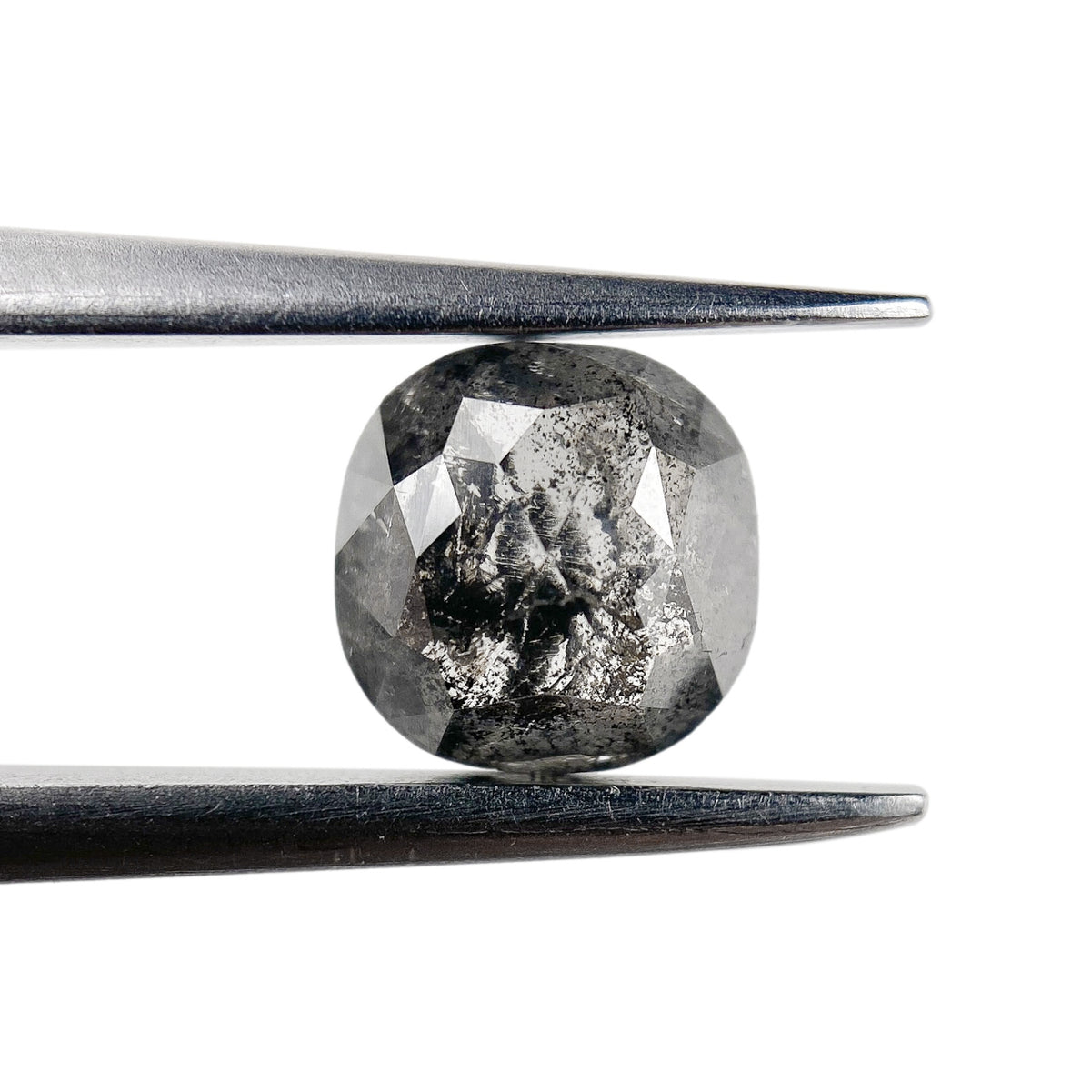 0.81ct | Salt & Pepper Cushion Shape Rose Cut Diamond - Modern Rustic Diamond
