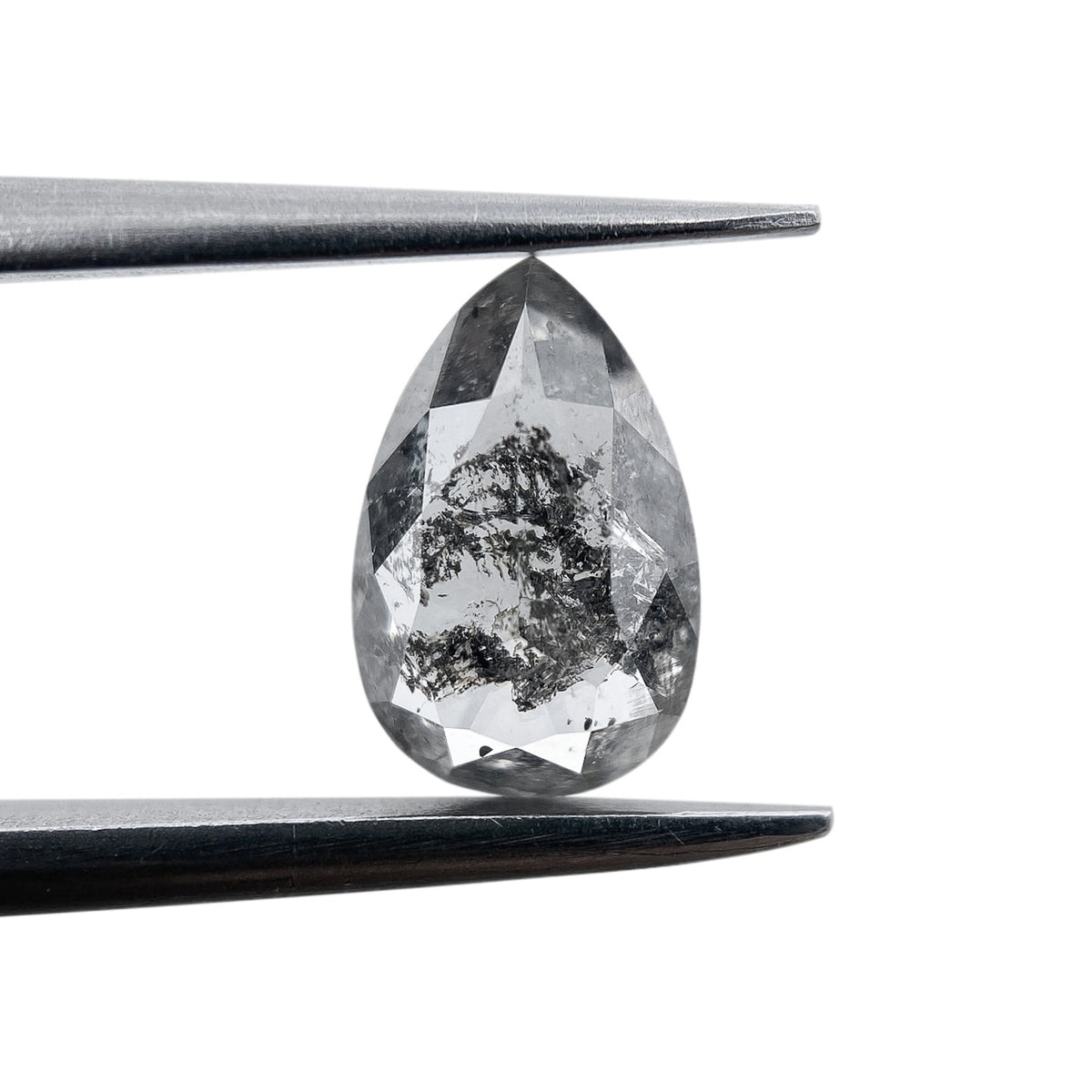 0.81ct | Salt & Pepper Pear Shape Rose Cut Diamond - Modern Rustic Diamond