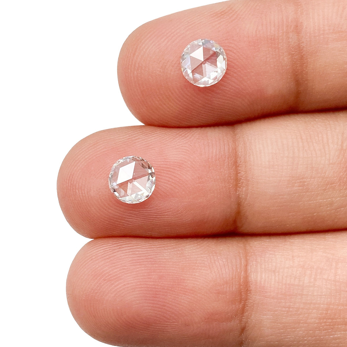 0.81cttw | G VS2 Round Shape Rose Cut Diamond Matched Pair - Modern Rustic Diamond