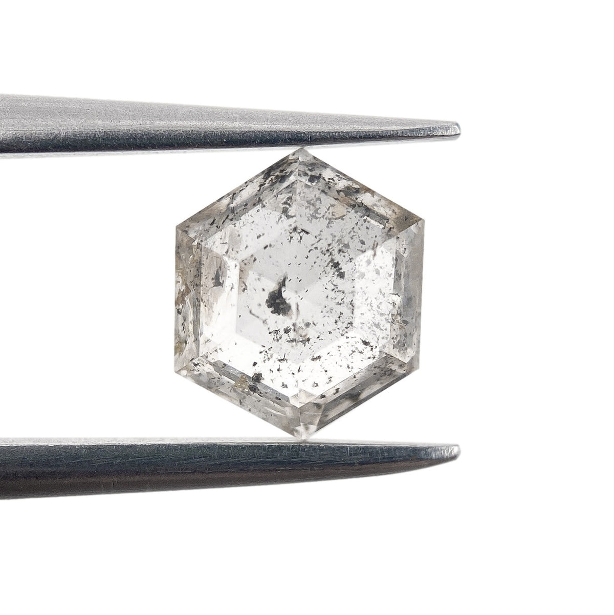 0.82ct | Salt & Pepper Hexagon Shape Rose Cut Diamond - Modern Rustic Diamond