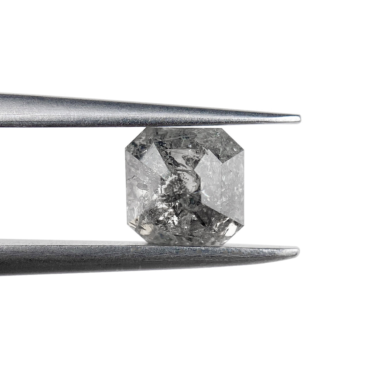 0.82ct | Salt & Pepper Radiant Shape Rose Cut Diamond - Modern Rustic Diamond