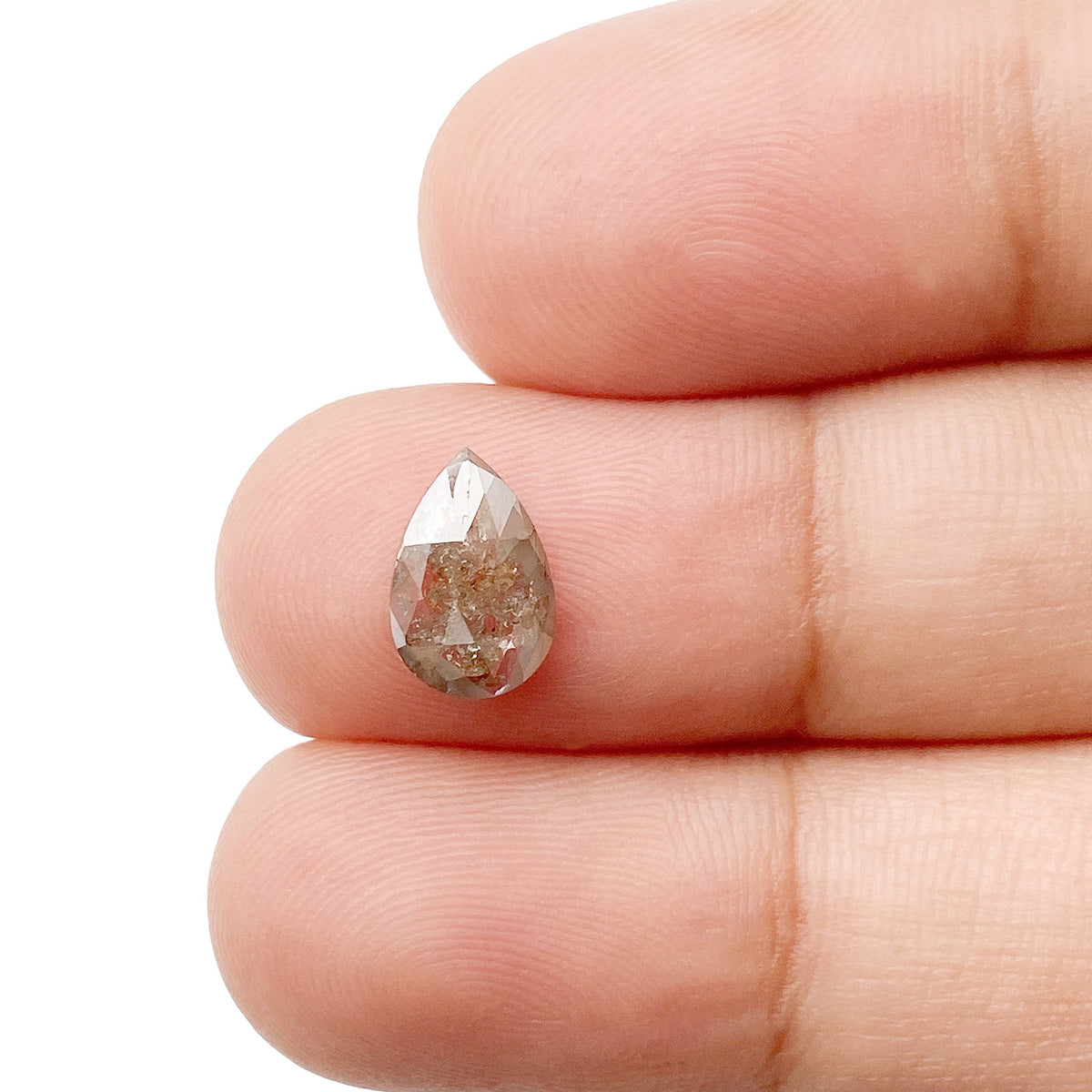 0.83ct | Salt & Pepper Pear Shape Rose Cut Diamond - Modern Rustic Diamond