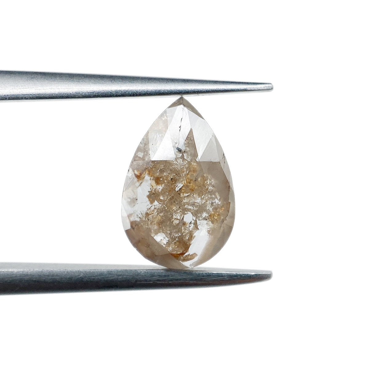 0.83ct | Salt & Pepper Pear Shape Rose Cut Diamond - Modern Rustic Diamond