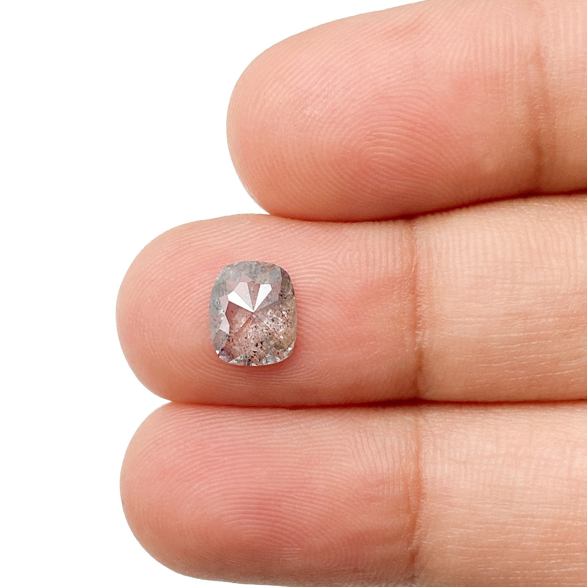 0.83ct | Salt & Pepper Cushion Shape Rose Cut Diamond - Modern Rustic Diamond