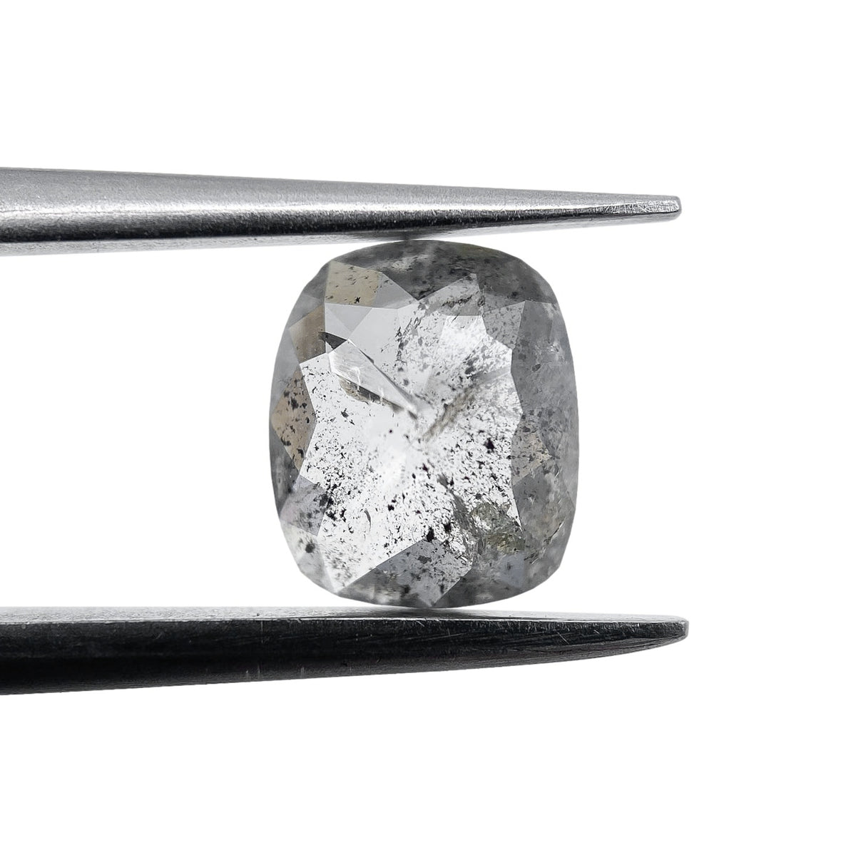 0.83ct | Salt & Pepper Cushion Shape Rose Cut Diamond - Modern Rustic Diamond
