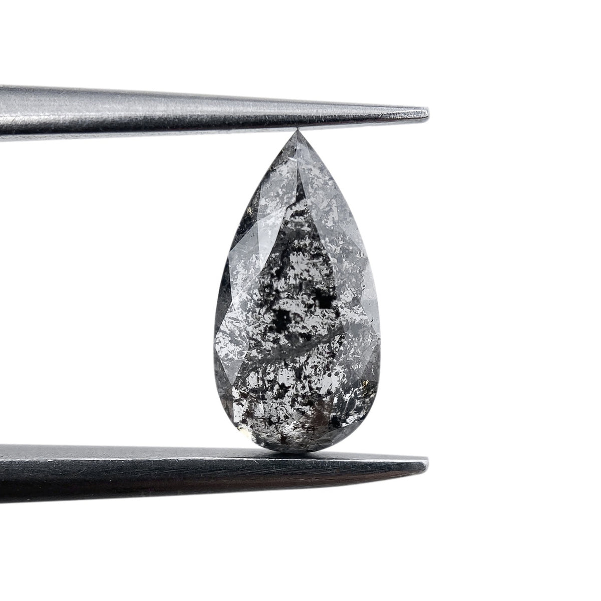 0.83ct | Salt & Pepper Pear Shape Rose Cut Diamond - Modern Rustic Diamond