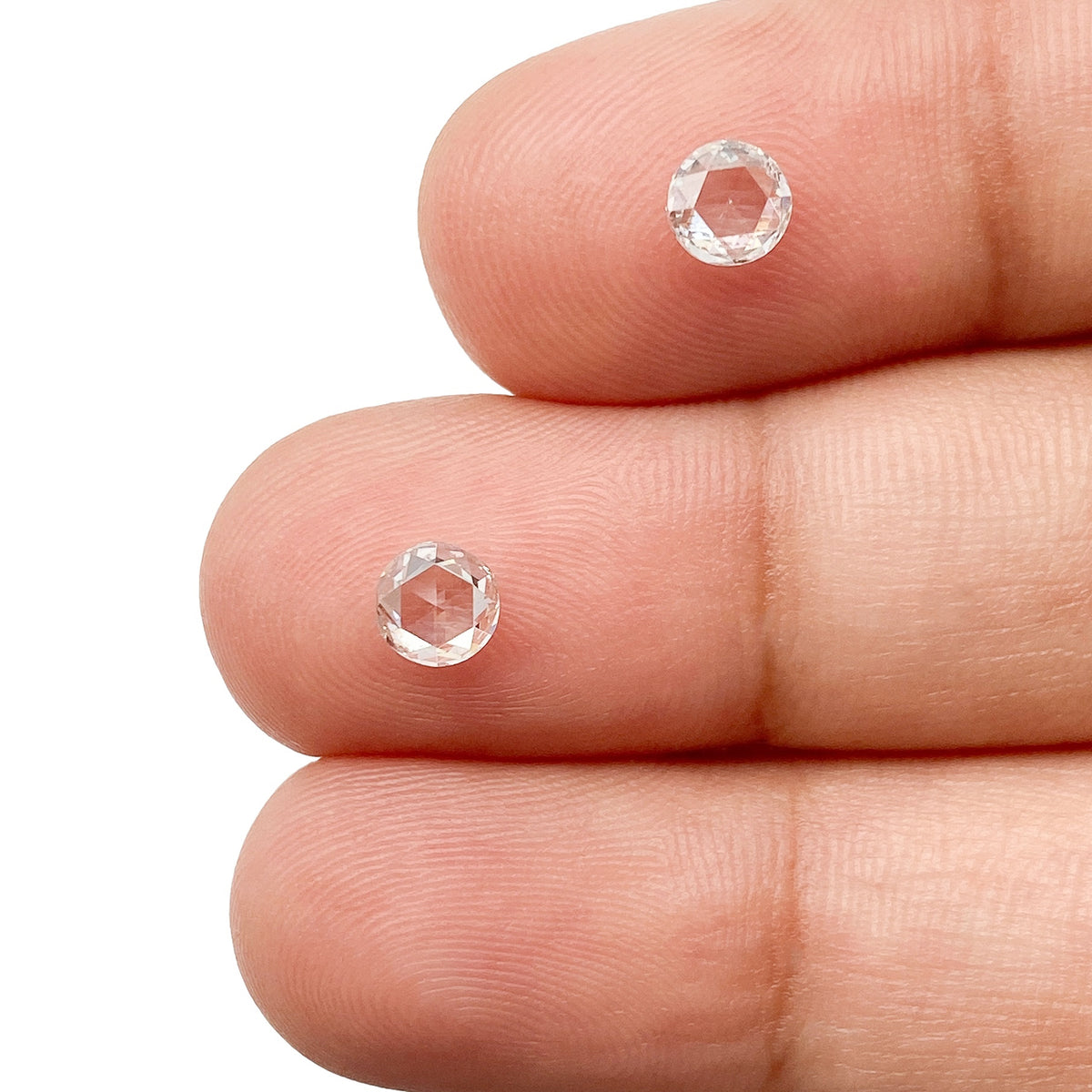 0.83cttw | G SI1 Round Shape Rose Cut Diamond Matched Pair - Modern Rustic Diamond