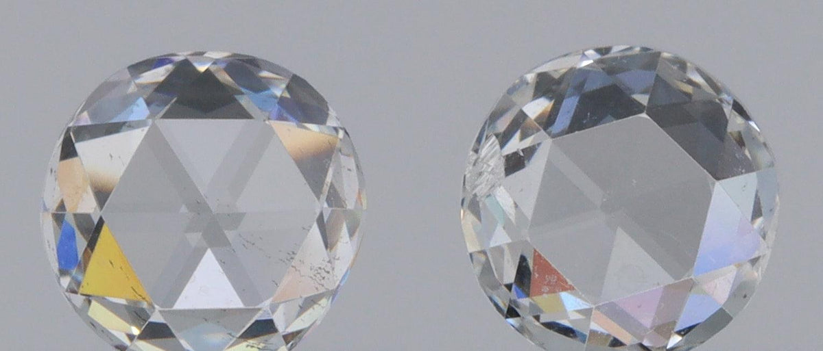 0.83cttw | G SI1 Round Shape Rose Cut Diamond Matched Pair - Modern Rustic Diamond