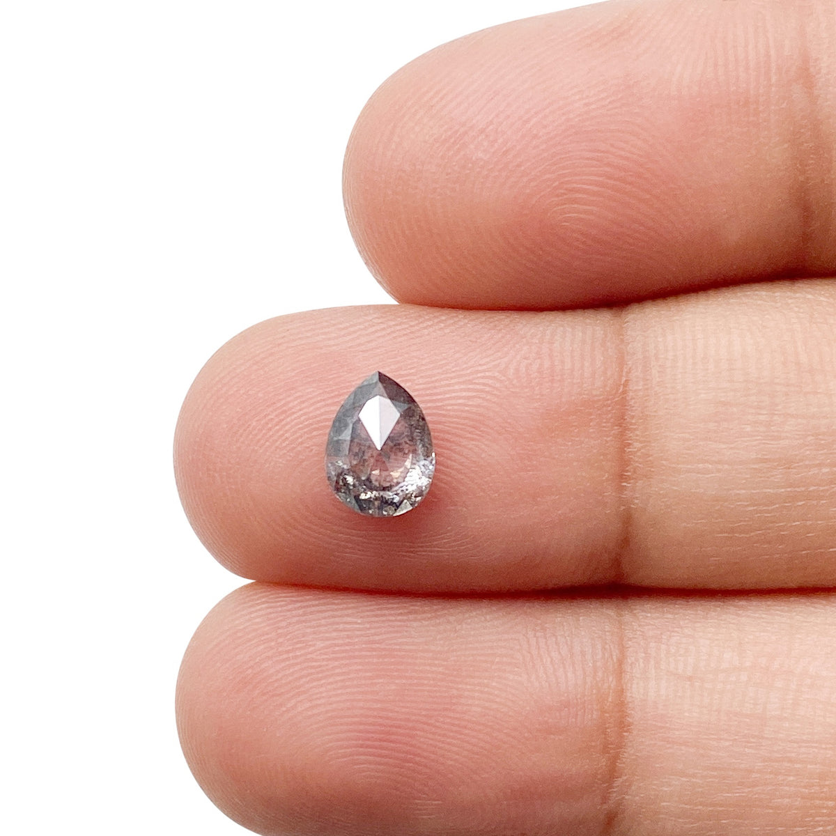 0.84ct | Salt & Pepper Pear Shape Rose Cut Diamond - Modern Rustic Diamond