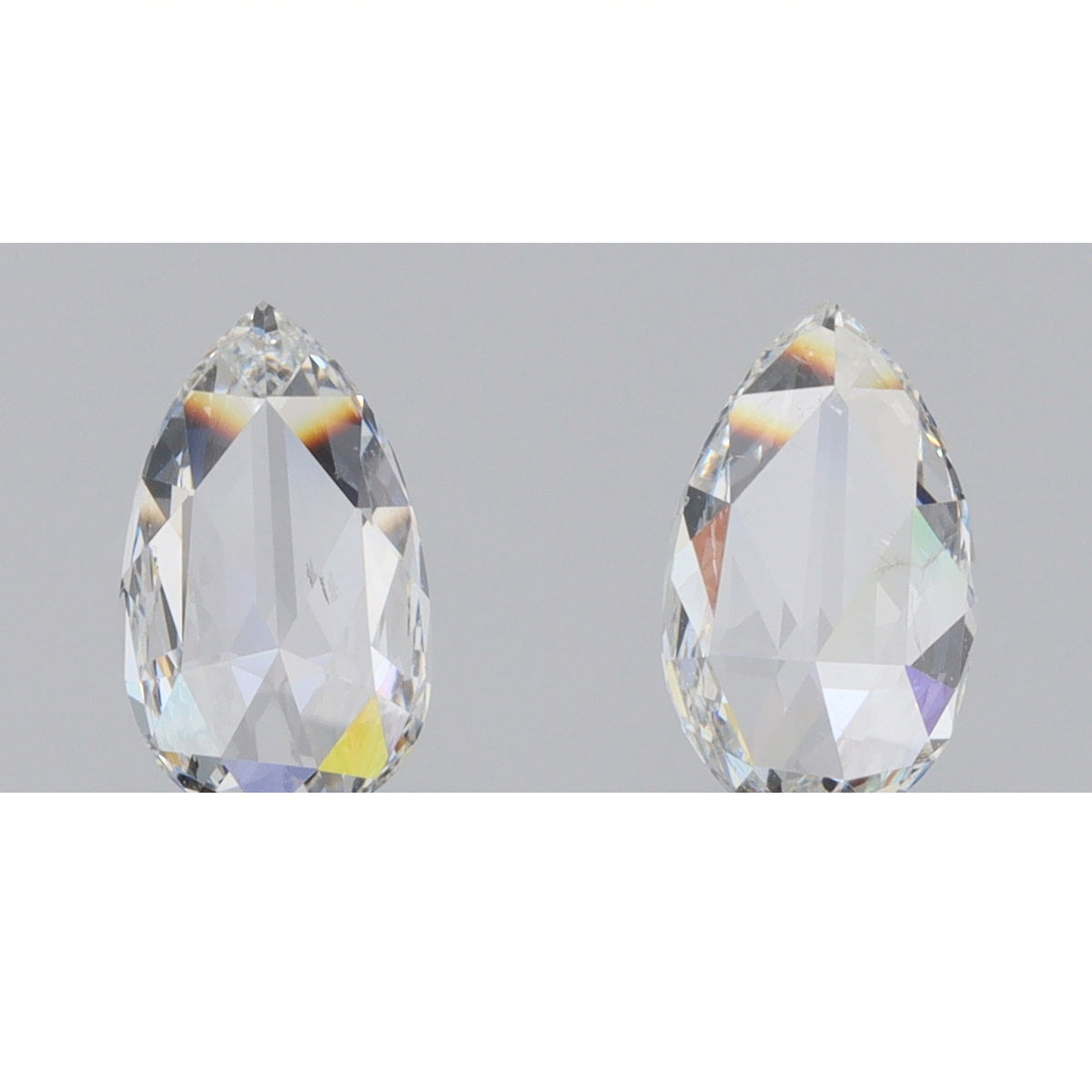0.84cttw | G-H SI1-SI2 Pear Shape Rose Cut Diamond Matched Pair - Modern Rustic Diamond