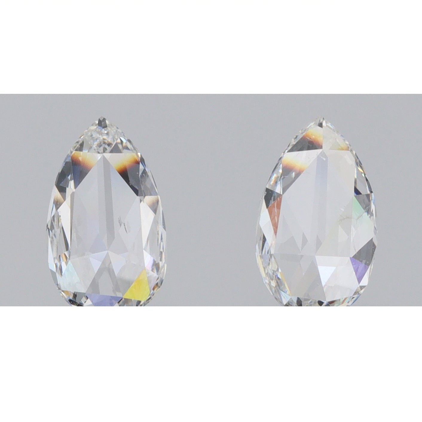 0.84cttw | G-H SI1-SI2 Pear Shape Rose Cut Diamond Matched Pair - Modern Rustic Diamond