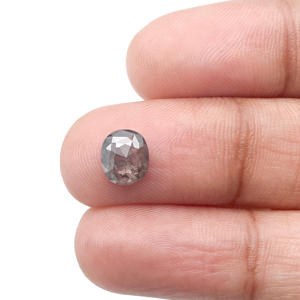 0.85ct | Salt & Pepper Cushion Shape Rose Cut Diamond - Modern Rustic Diamond