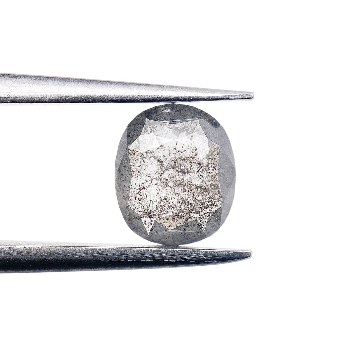 0.85ct | Salt & Pepper Cushion Shape Rose Cut Diamond - Modern Rustic Diamond