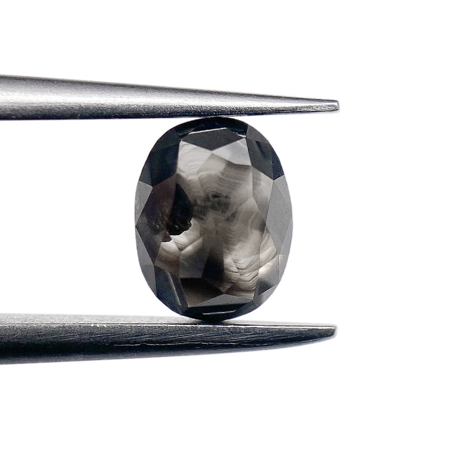 0.85ct | Salt & Pepper Oval Shape Rose Cut Diamond - Modern Rustic Diamond