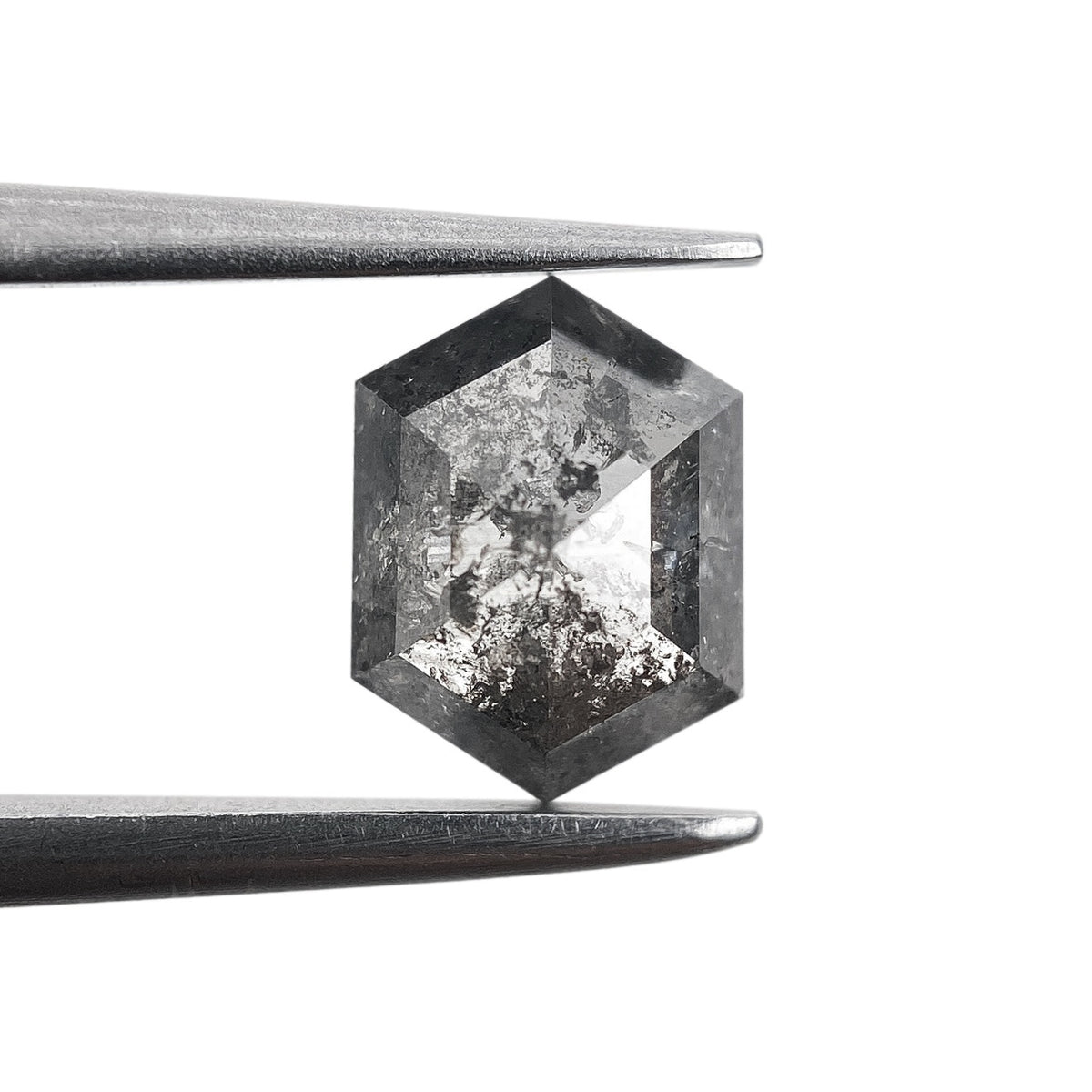 0.86ct | Salt & Pepper Hexagon Shape Rose Cut Diamond - Modern Rustic Diamond