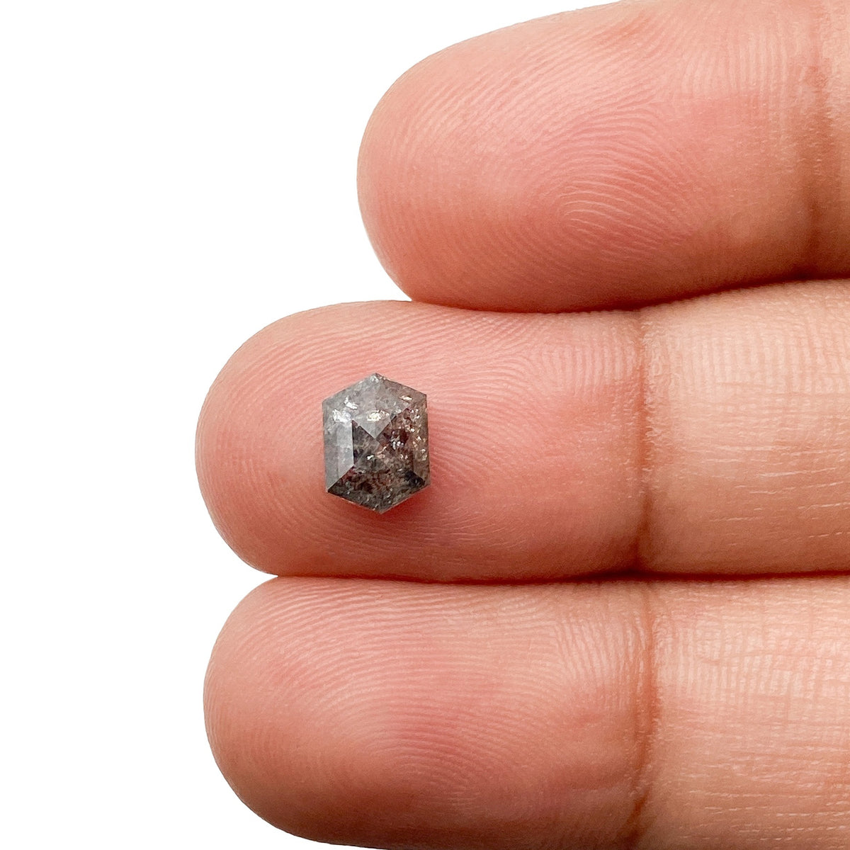 0.86ct | Salt & Pepper Hexagon Shape Step Cut Diamond - Modern Rustic Diamond