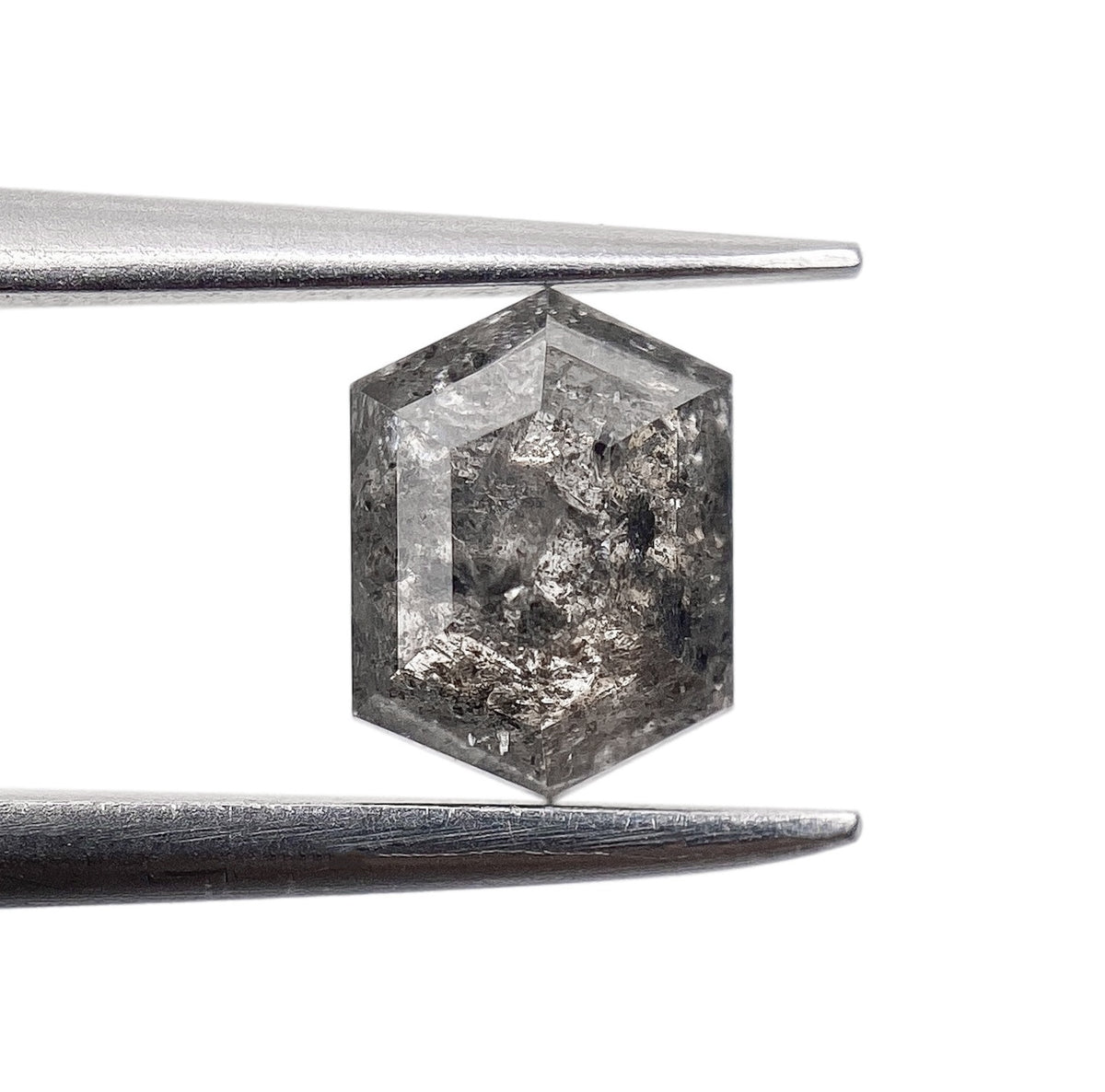 0.86ct | Salt & Pepper Hexagon Shape Step Cut Diamond - Modern Rustic Diamond