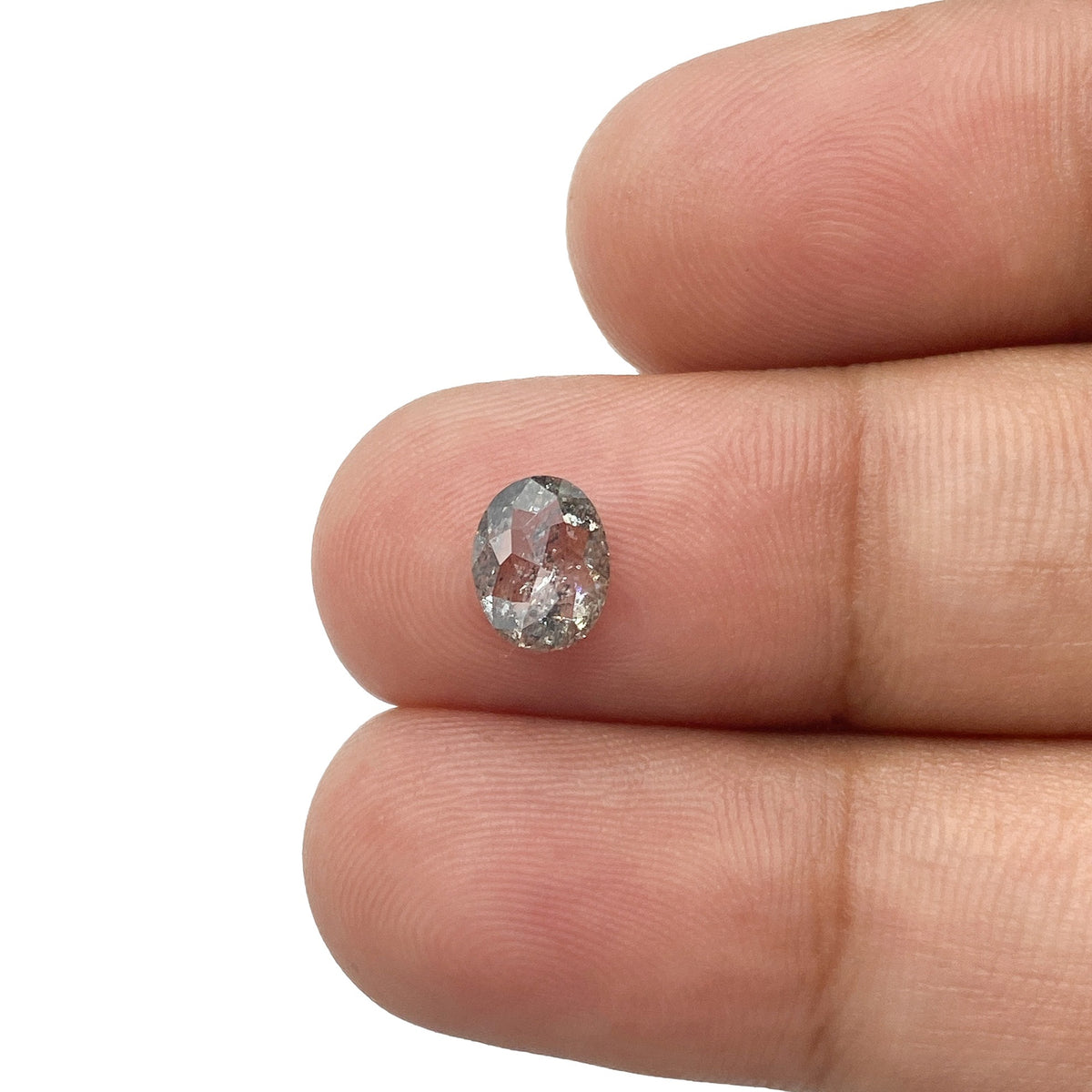 0.86ct | Salt & Pepper Oval Shape Rose Cut Diamond - Modern Rustic Diamond