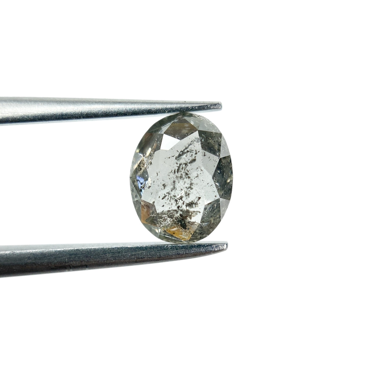 0.86ct | Salt & Pepper Oval Shape Rose Cut Diamond - Modern Rustic Diamond
