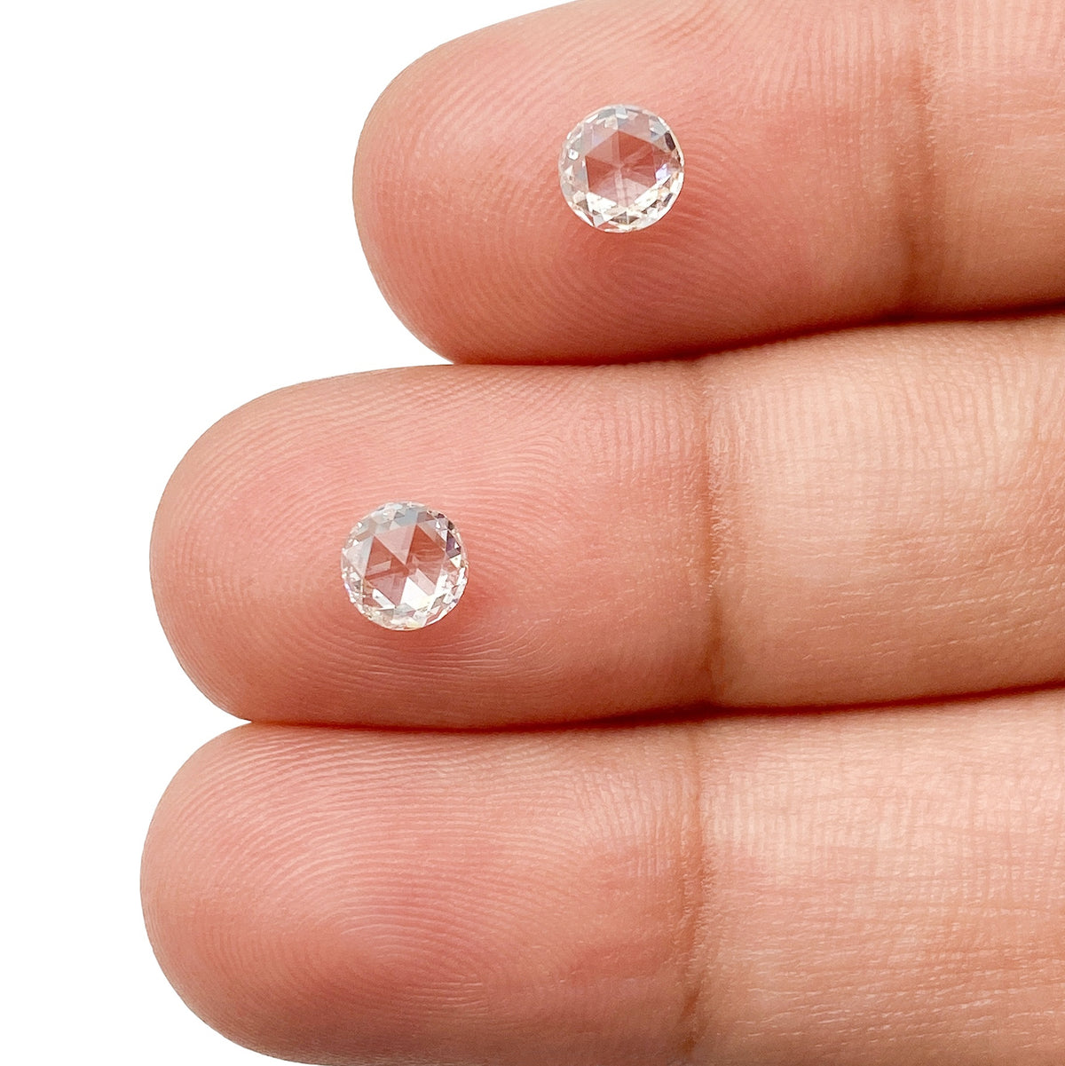 0.86cttw | H VS2 Round Shape Rose Cut Diamond Matched Pair - Modern Rustic Diamond