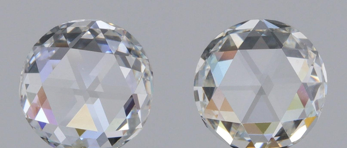0.86cttw | H VS2 Round Shape Rose Cut Diamond Matched Pair - Modern Rustic Diamond