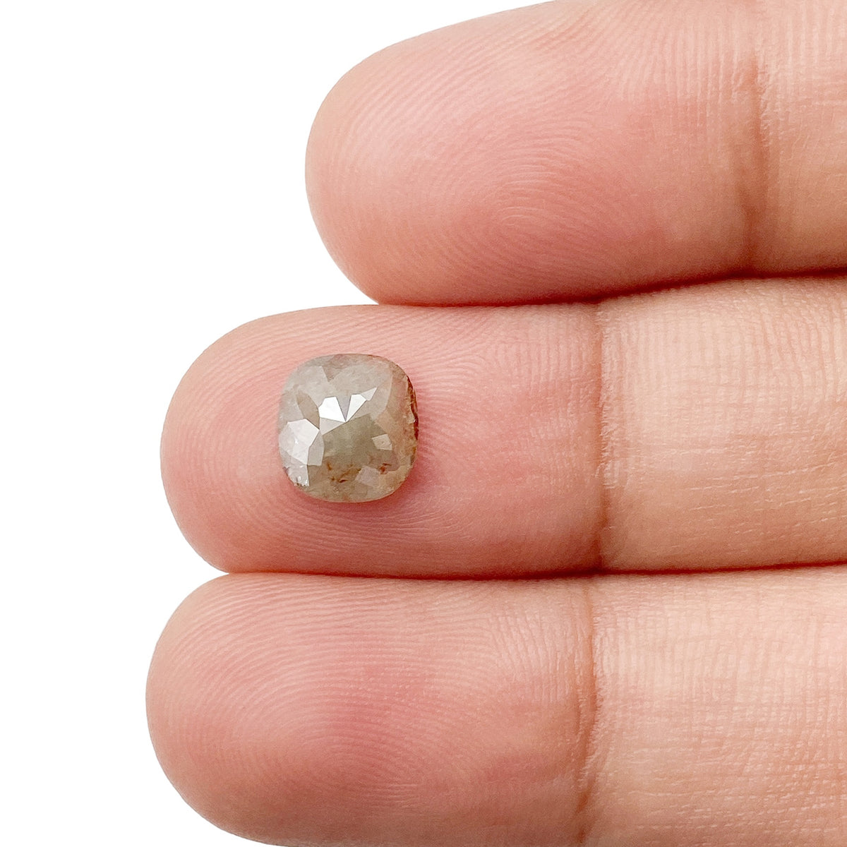 0.87ct | Salt & Pepper Cushion Shape Rose Cut Diamond - Modern Rustic Diamond