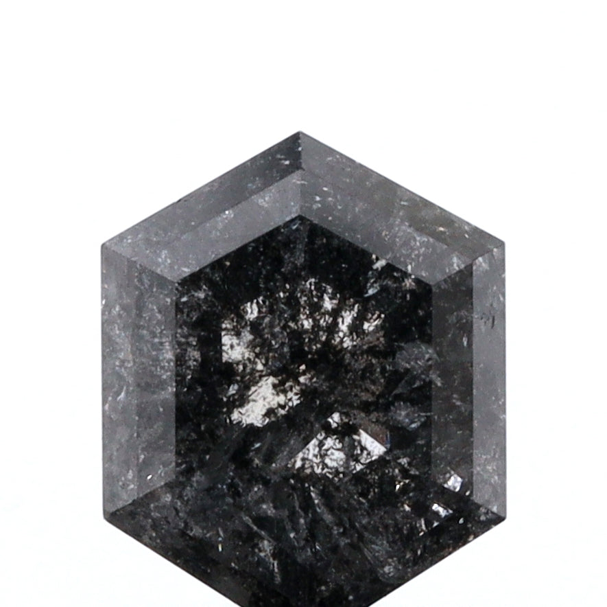 0.87ct | Salt & Pepper Hexagon Shape Brilliant Cut Diamond - Modern Rustic Diamond