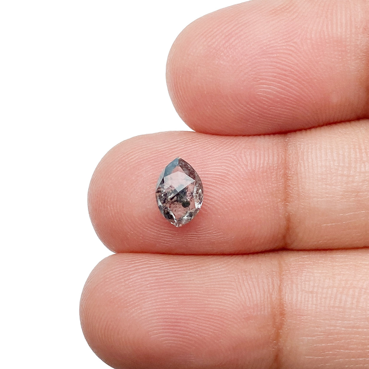 0.87ct | Salt & Pepper Marquise Shape Rose Cut Diamond - Modern Rustic Diamond