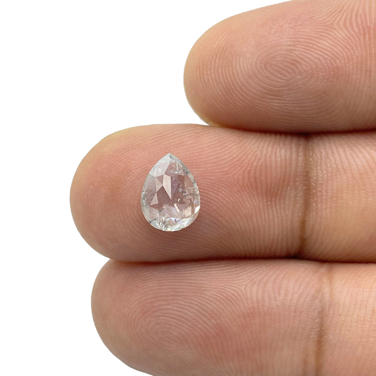0.87ct | Salt & Pepper Pear Shape Rose Cut Diamond - Modern Rustic Diamond